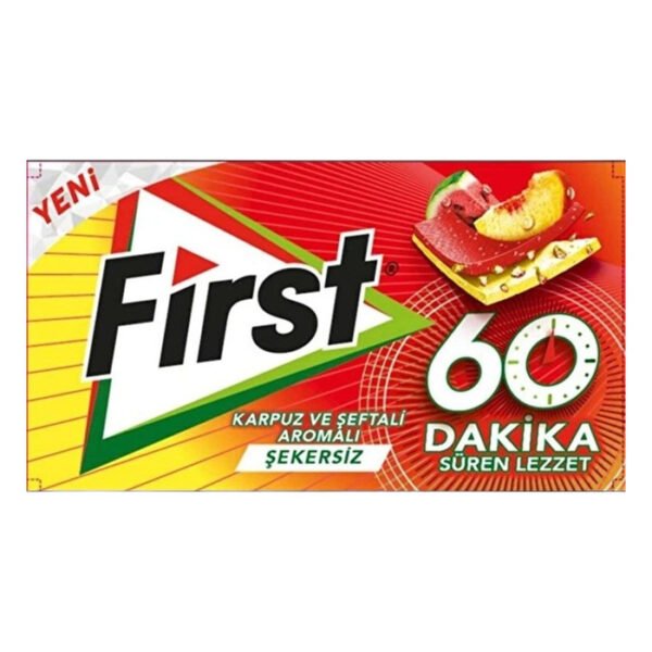 60 Dakika Şeftali Karpuz Şekersiz Sakız 27 gr
