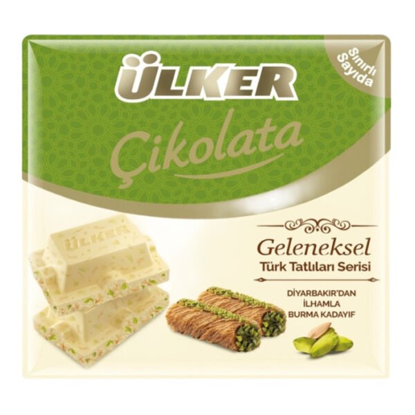 Antep Fıstıklı Ve Burma Kadayıflı Beyaz Çikolata 60 Gr