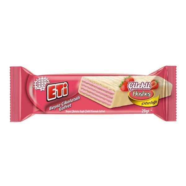Çilekli Beyaz Çikolatalı Gofret 29 Gr